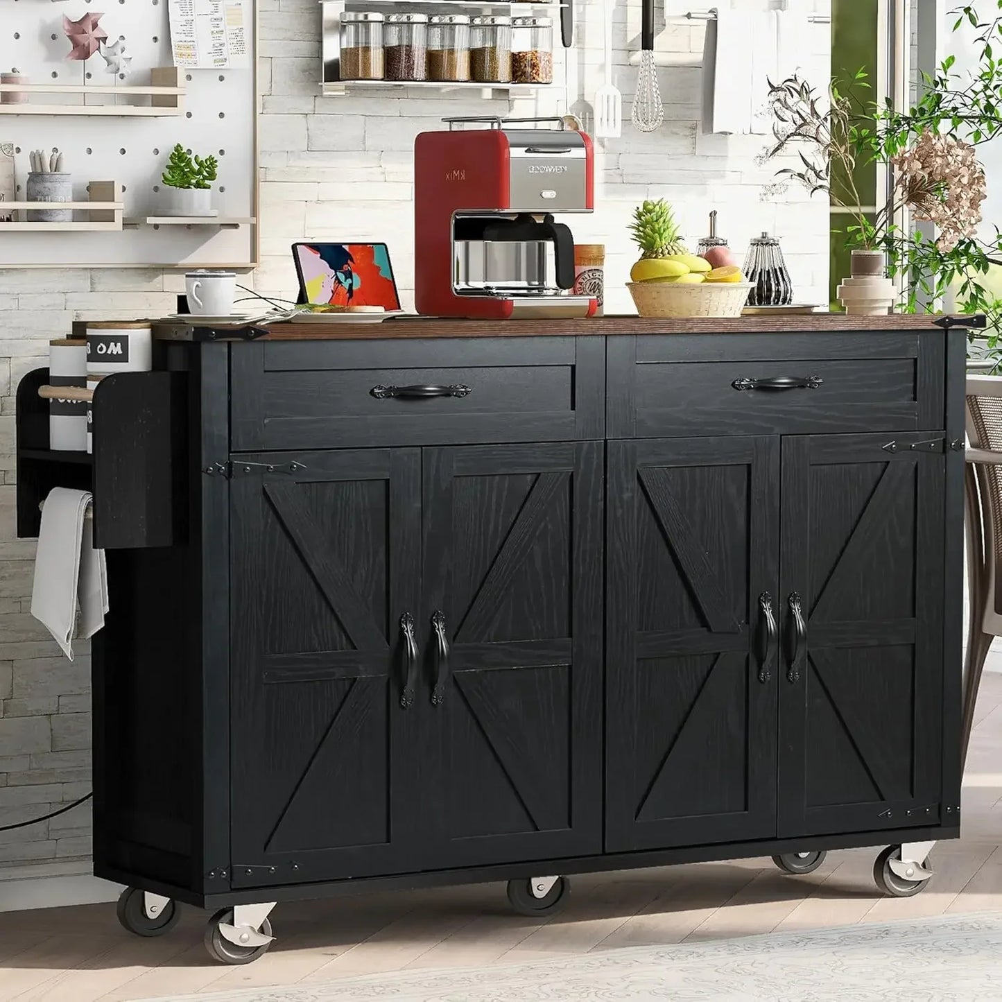 Rolling Kitchen Island w/Power Outlet