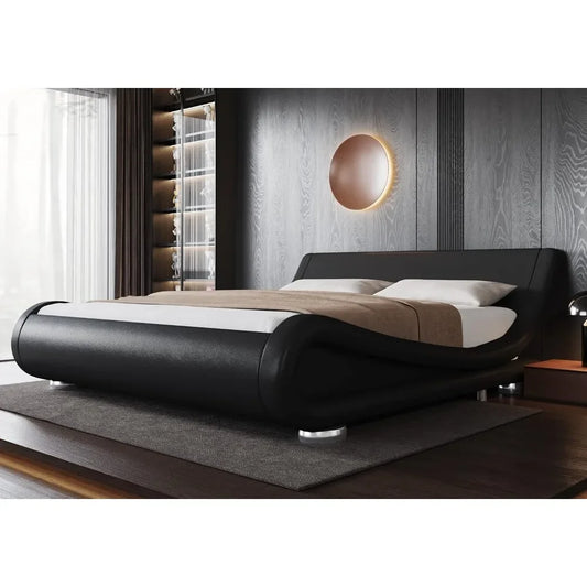 Bed Frame, Ergonomic & Adjustable Headboard