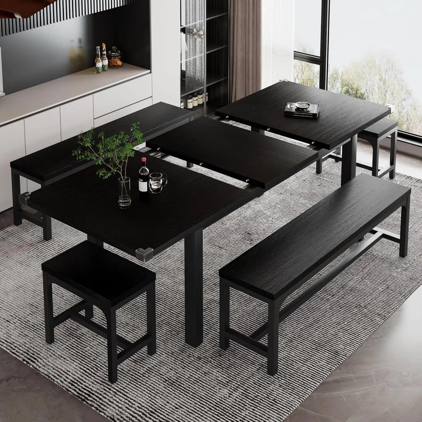 5-Piece Dining Table Set for 4-8 People, Extendable