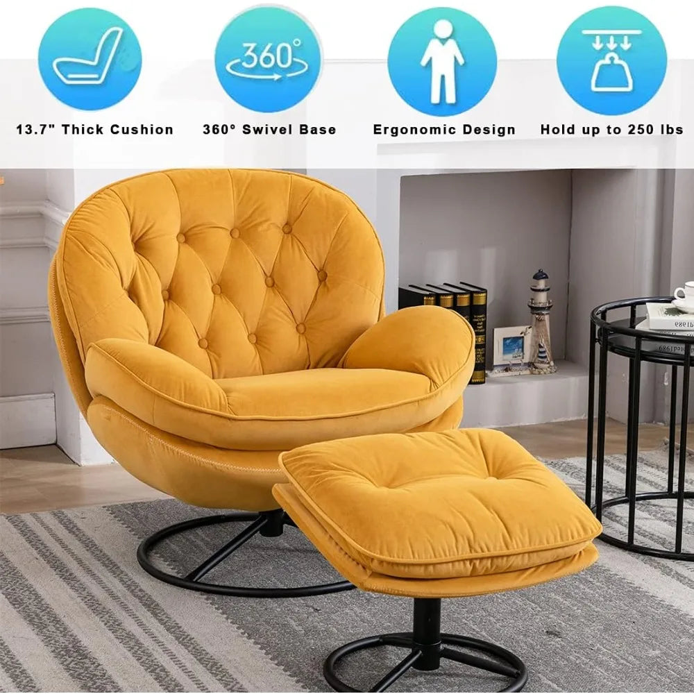 Living Room Chair with Ottoman Set