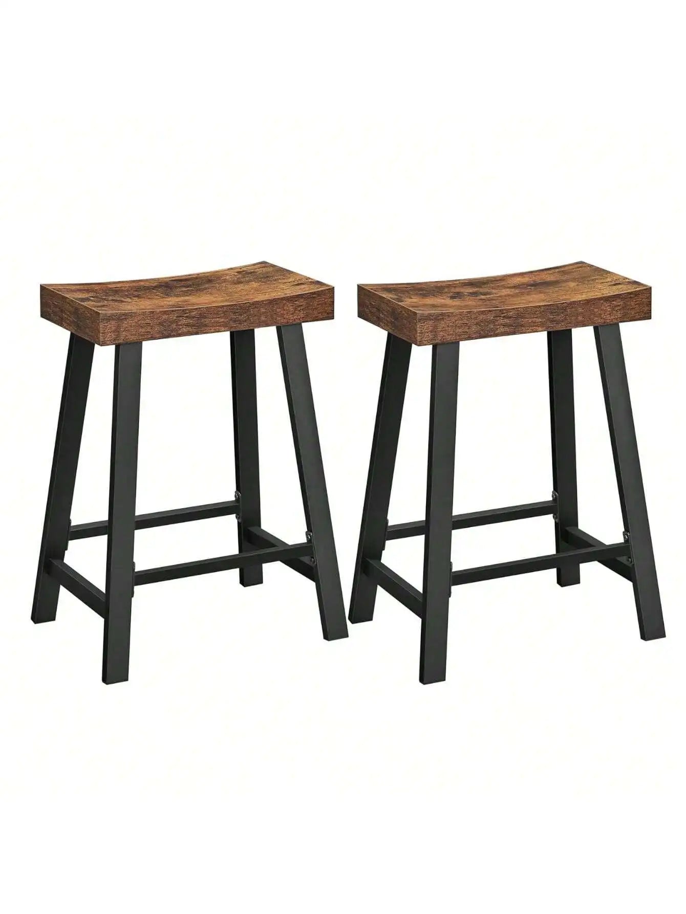 Set Of 2 Bar Stools With Footrest, 23.6 Inches