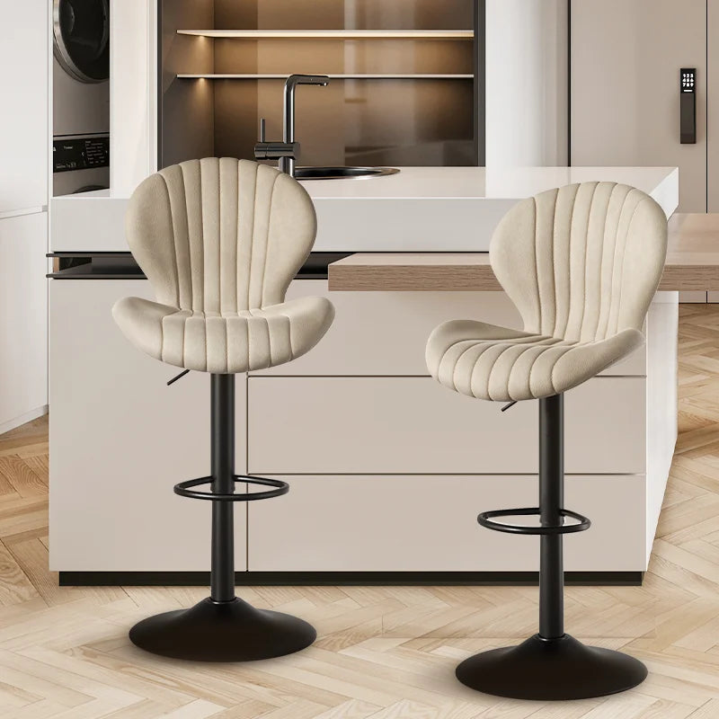 2 Pcs Set Backrest Bar Stools Luxury Modern