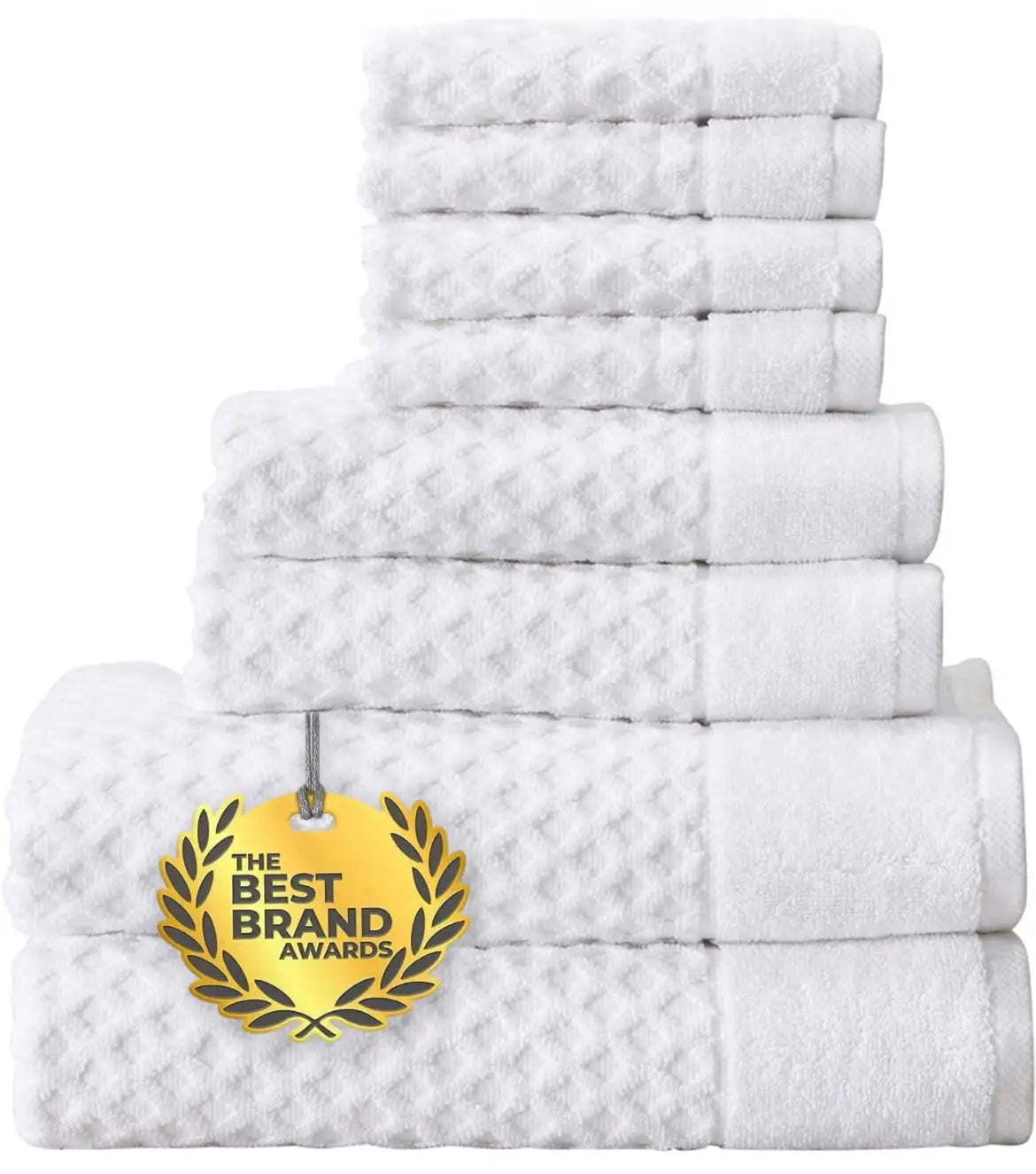 8 Pc Bath Towel Set Cotton Diamond Waffle