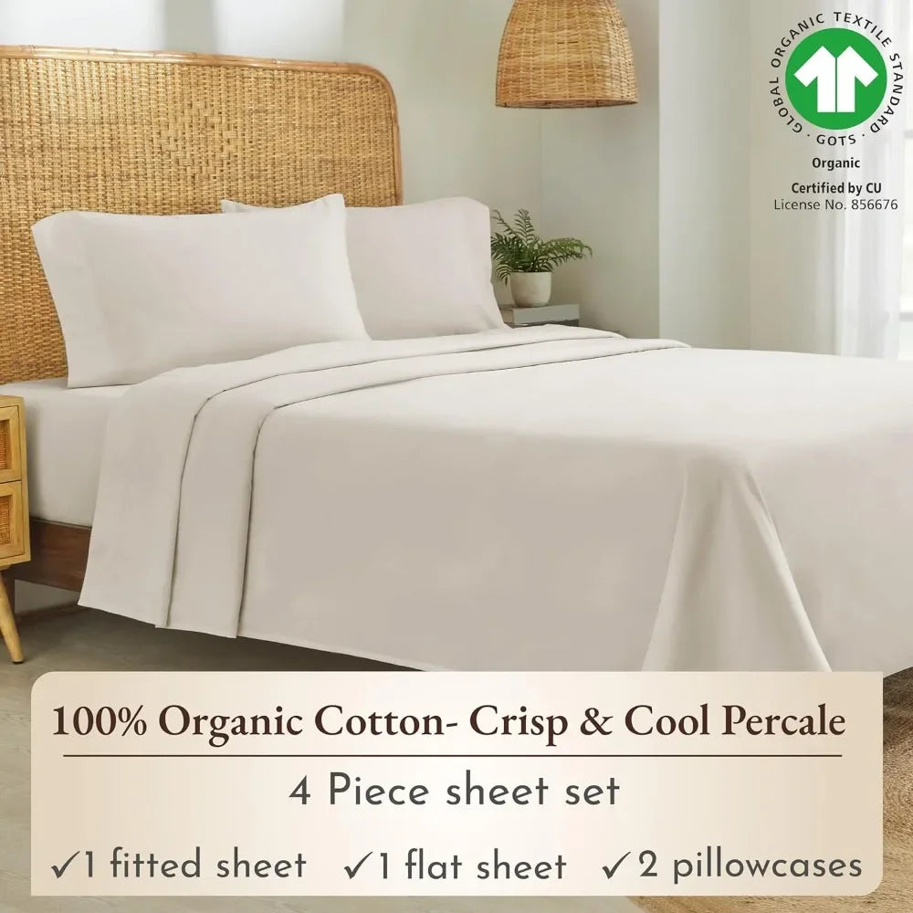 100% Organic Cotton Sheet Set Deep Pockets