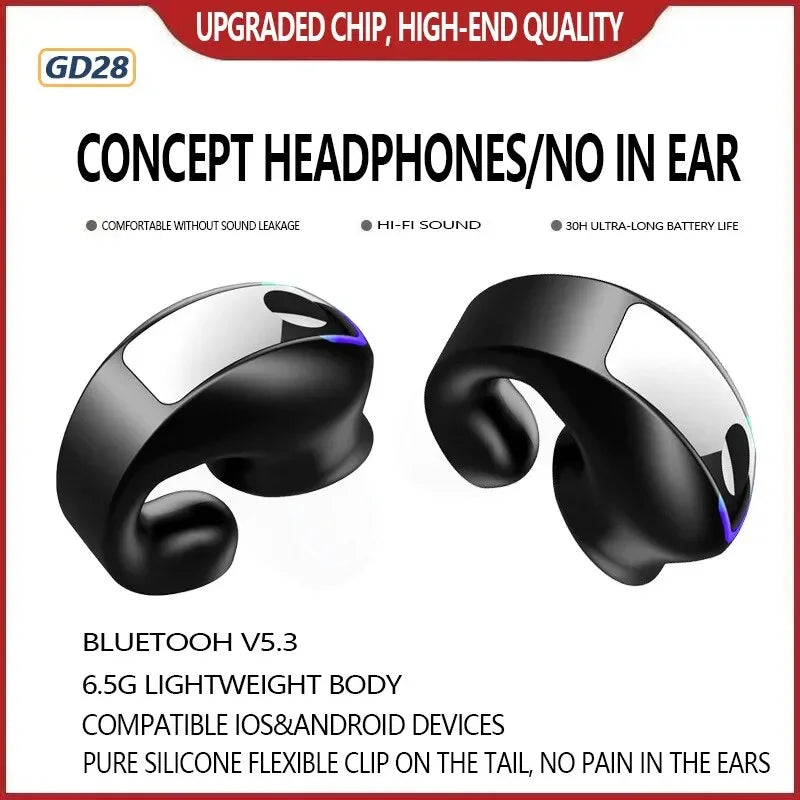 Bone Conduction Headphones Bluetooth Ear Clip