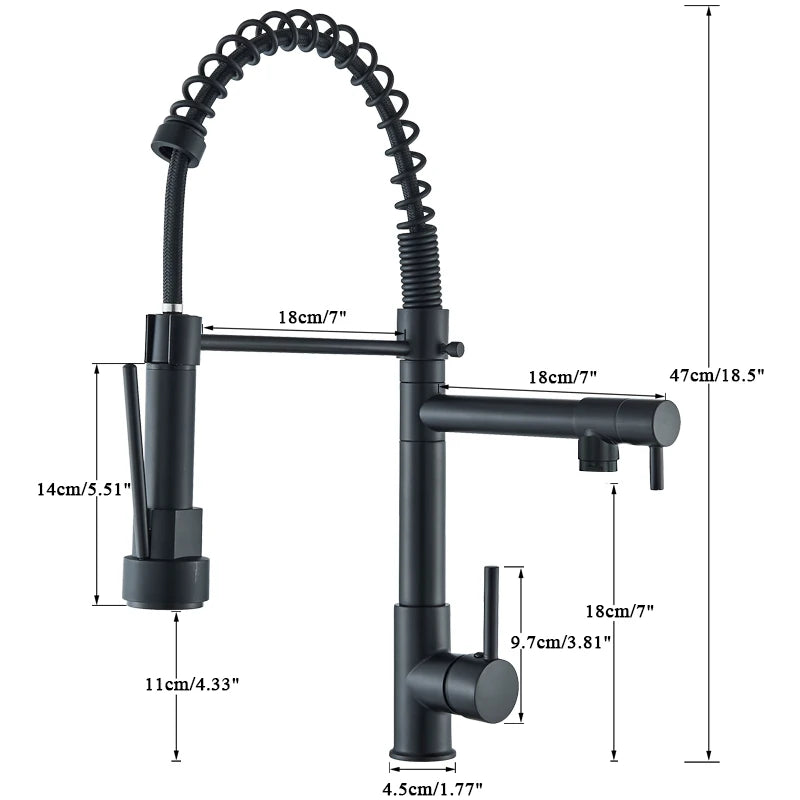 Spring Pull Down Sink Faucet Dual Spout