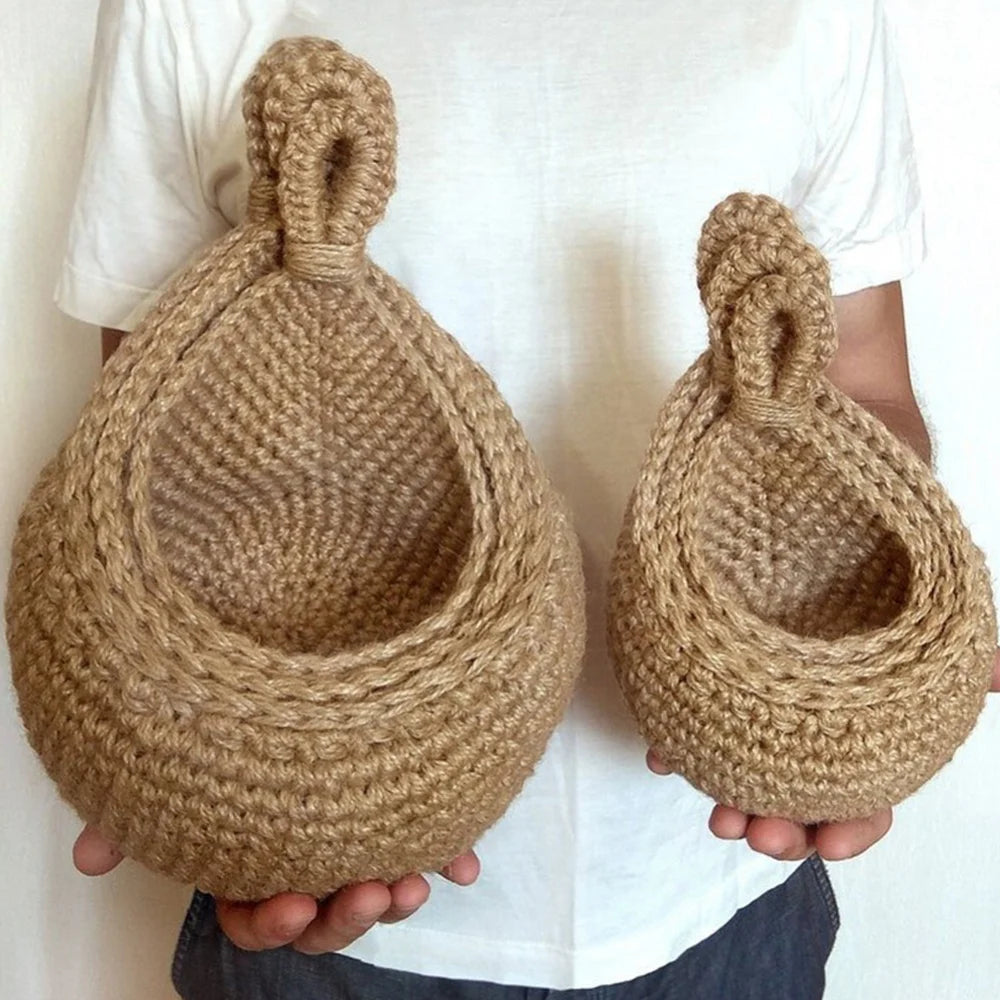 1PC Hanging Fruit Basket Boho Jute