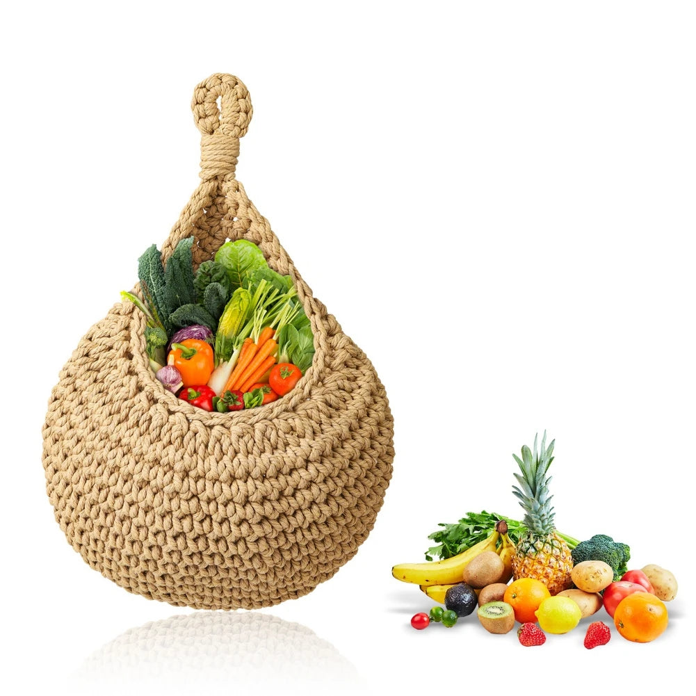 1PC Hanging Fruit Basket Boho Jute