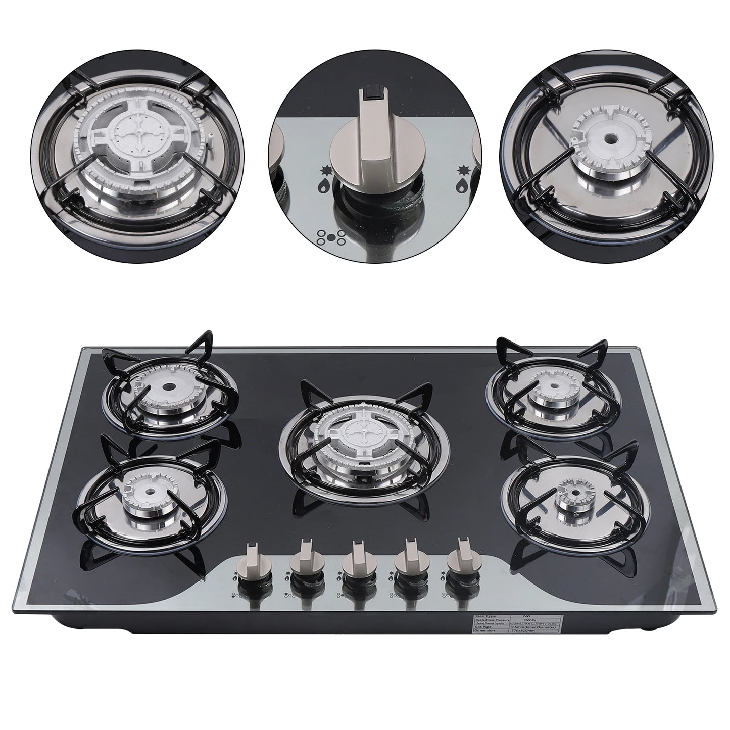 30.3" LPG/NG Gas COOKTOP Built-in 5Burner Stove