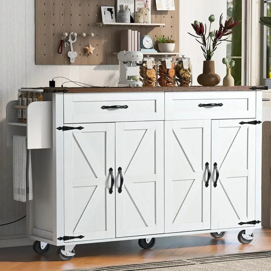 Rolling Kitchen Island w/Power Outlet