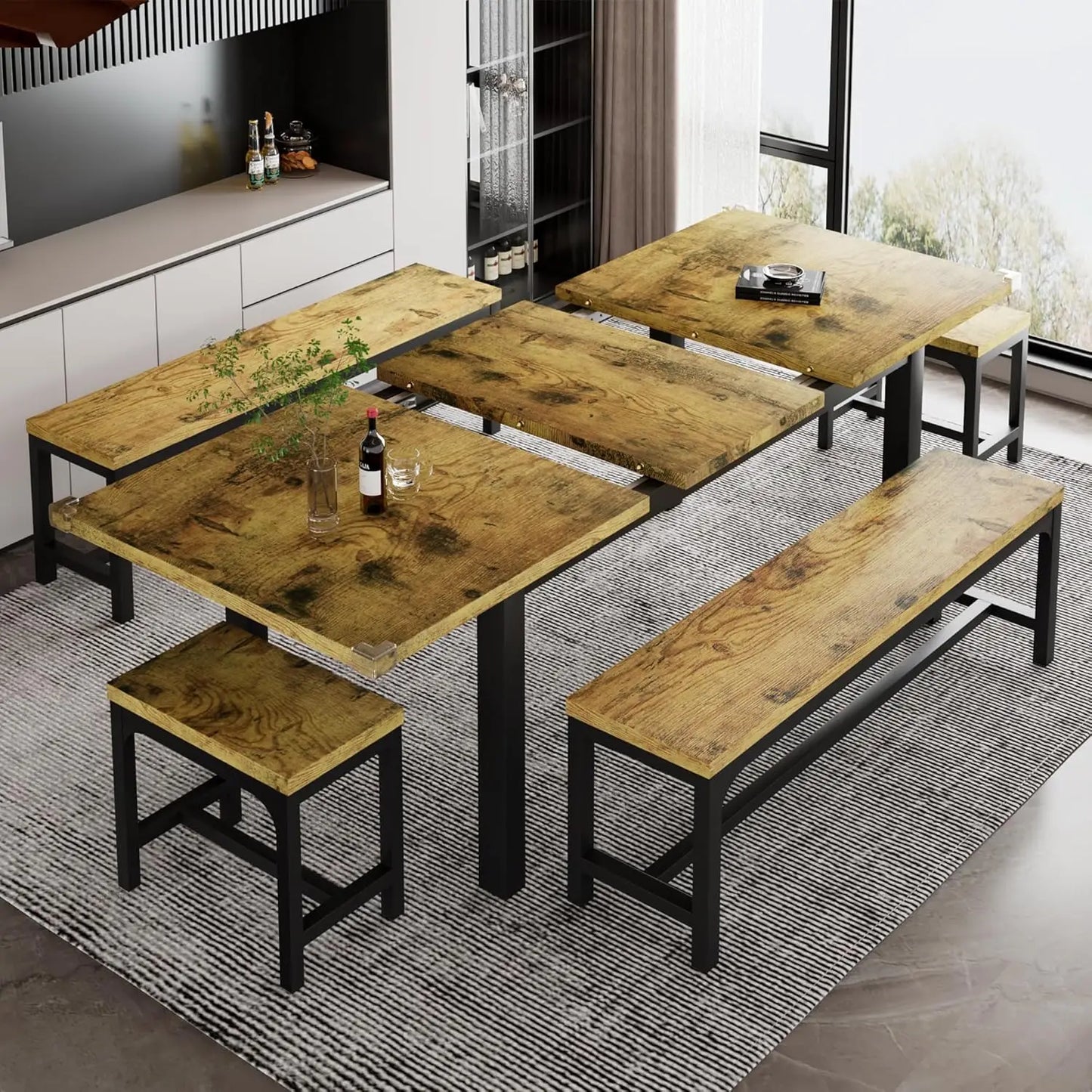 5-Piece Dining Table Set for 4-8 People, Extendable