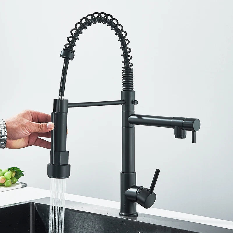 Spring Pull Down Sink Faucet Dual Spout