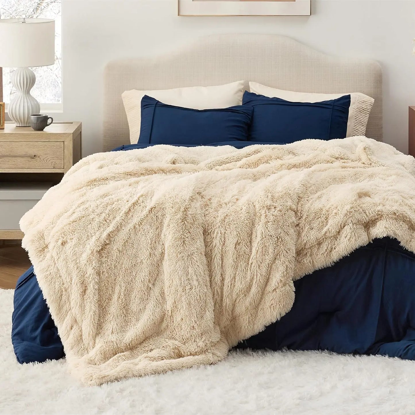 Soft Fuzzy Faux Fur Throw Blanket