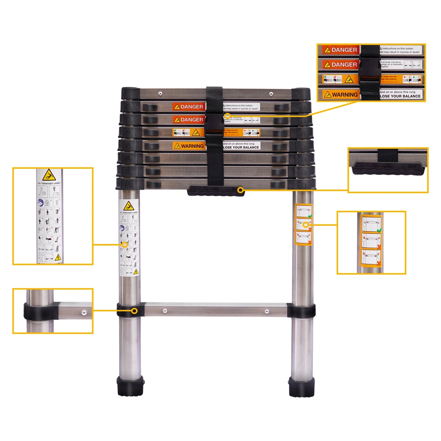 Telescopic Steel Ladder Multi-Purpose Extendable Ladder