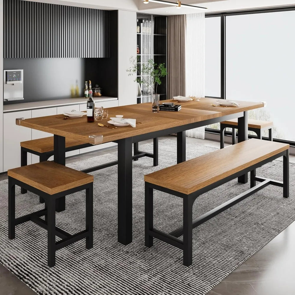 5-Piece Dining Table Set for 4-8 People, Extendable