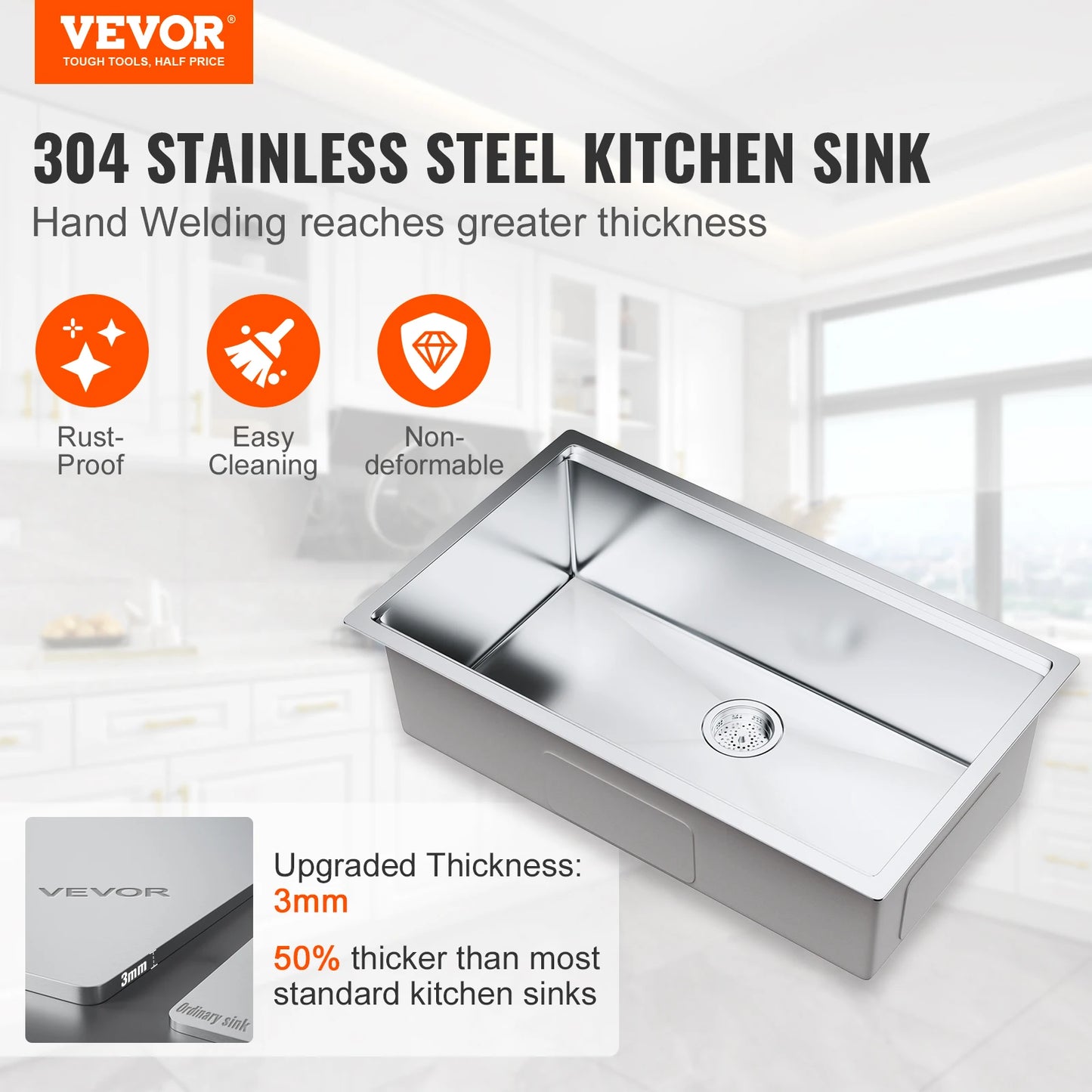 VEVOR 25-32inch Stainless Steel Kitchen Sink