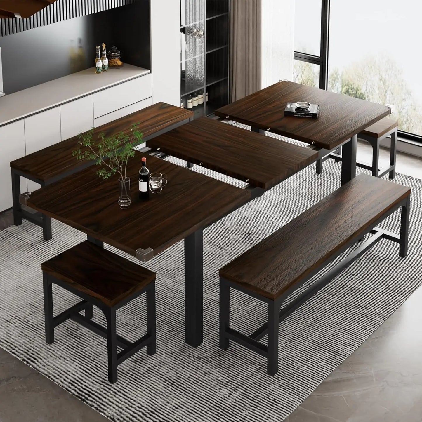 5-Piece Dining Table Set for 4-8 People, Extendable