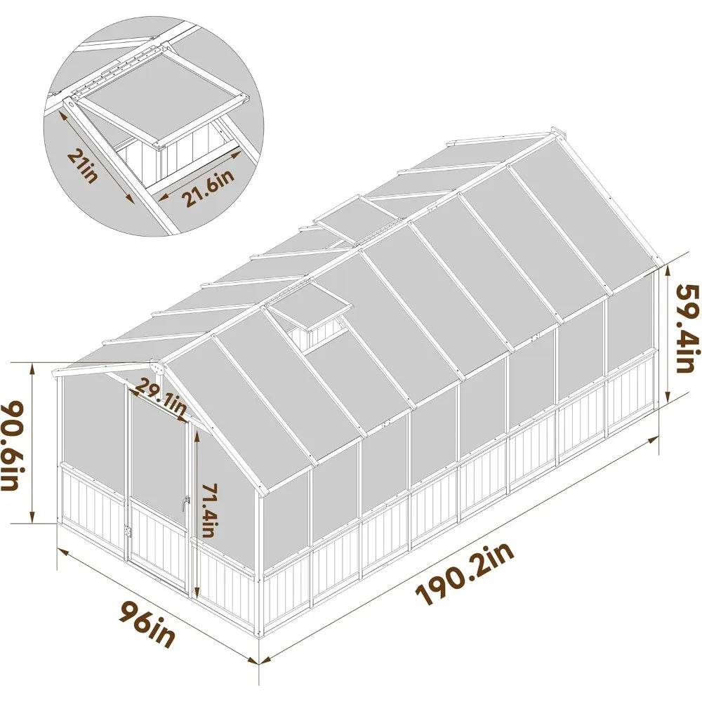 8x16 FT Greenhouse Kit