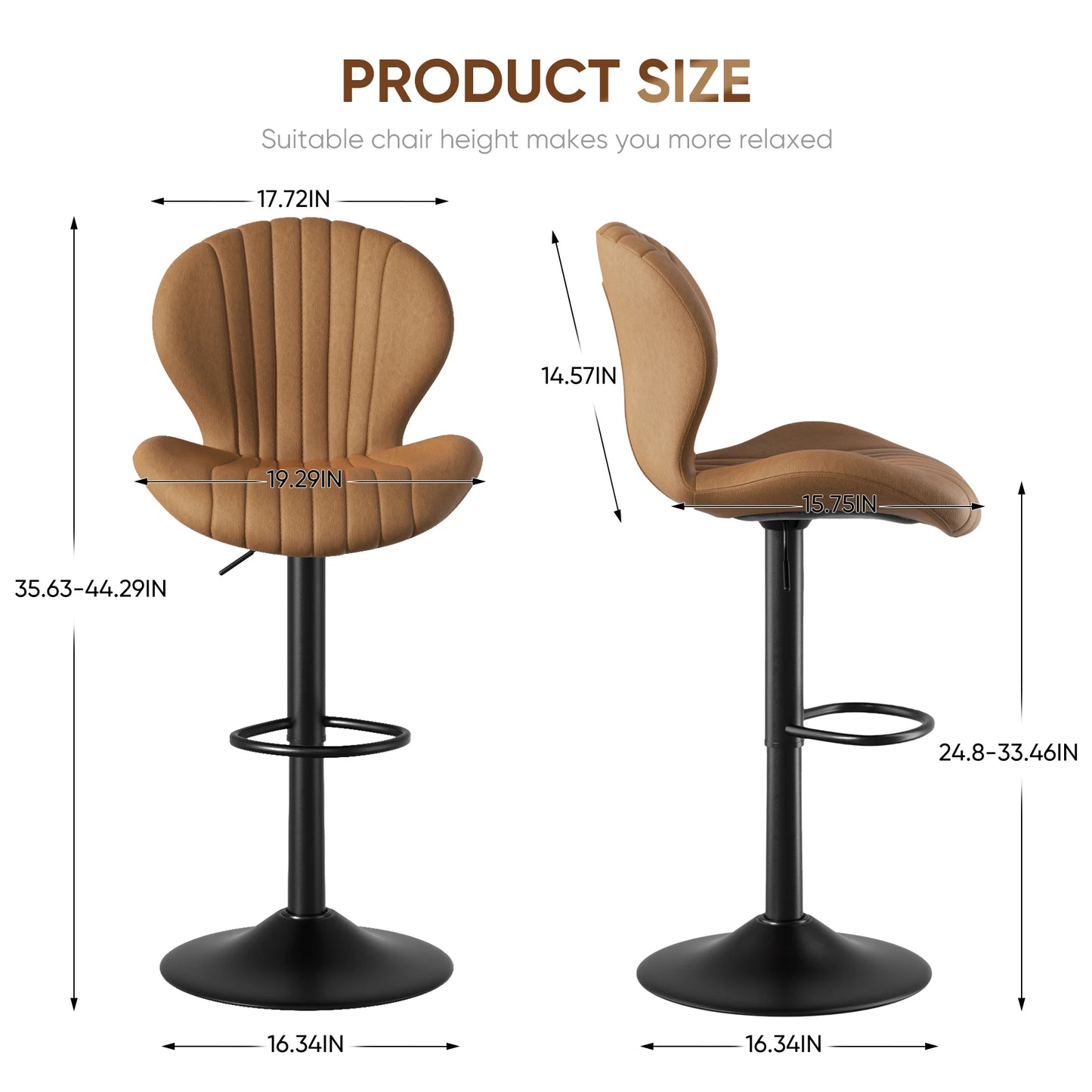 2 Pcs Set Backrest Bar Stools Luxury Modern