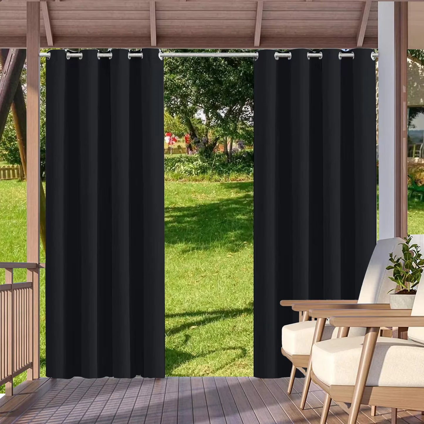 2pcs Indoor/Outdoor Waterproof Blackout Curtains