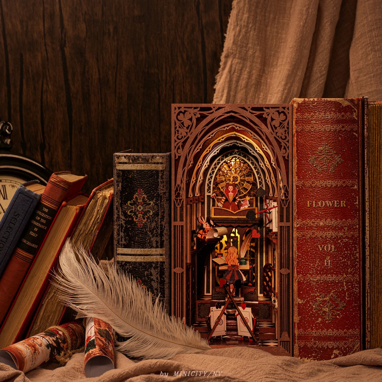 3D Book Nook Kit, DIY 𝗔𝗹𝗶𝗰𝗲'𝘀 E𝘃𝗶𝗱𝗲𝗻𝗰𝗲