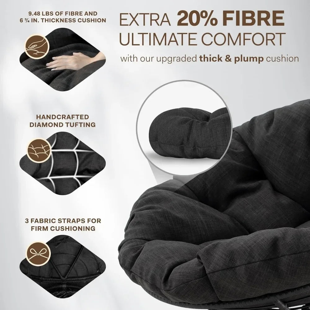 Wicker Papasan Chair 360 Degree Swivel f