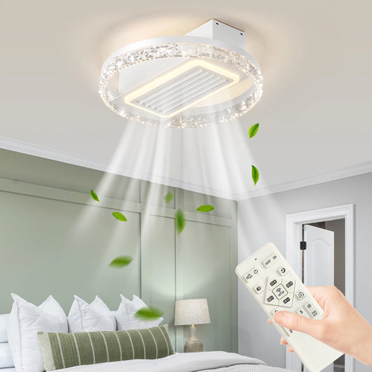 19.7" Modern Crystal LED Ceiling Fan with Light