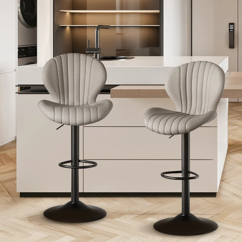 2 Pcs Set Backrest Bar Stools Luxury Modern