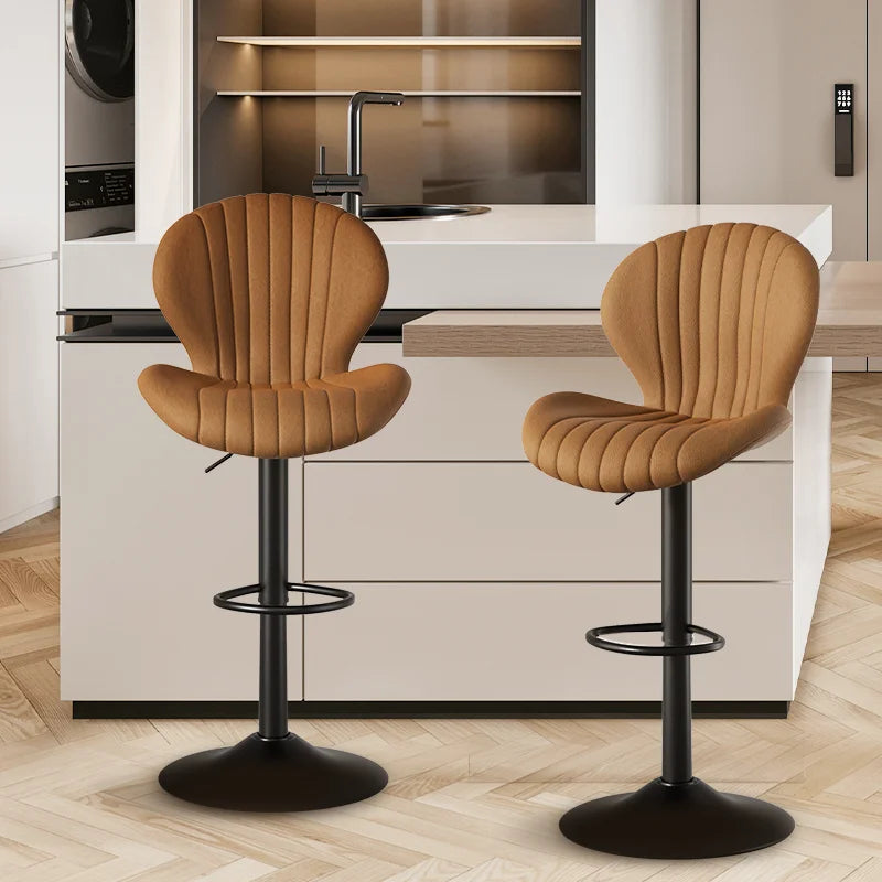 2 Pcs Set Backrest Bar Stools Luxury Modern