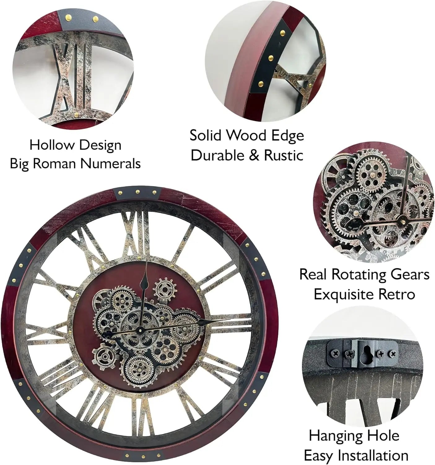 40" Original Moving Gears Wall Clock