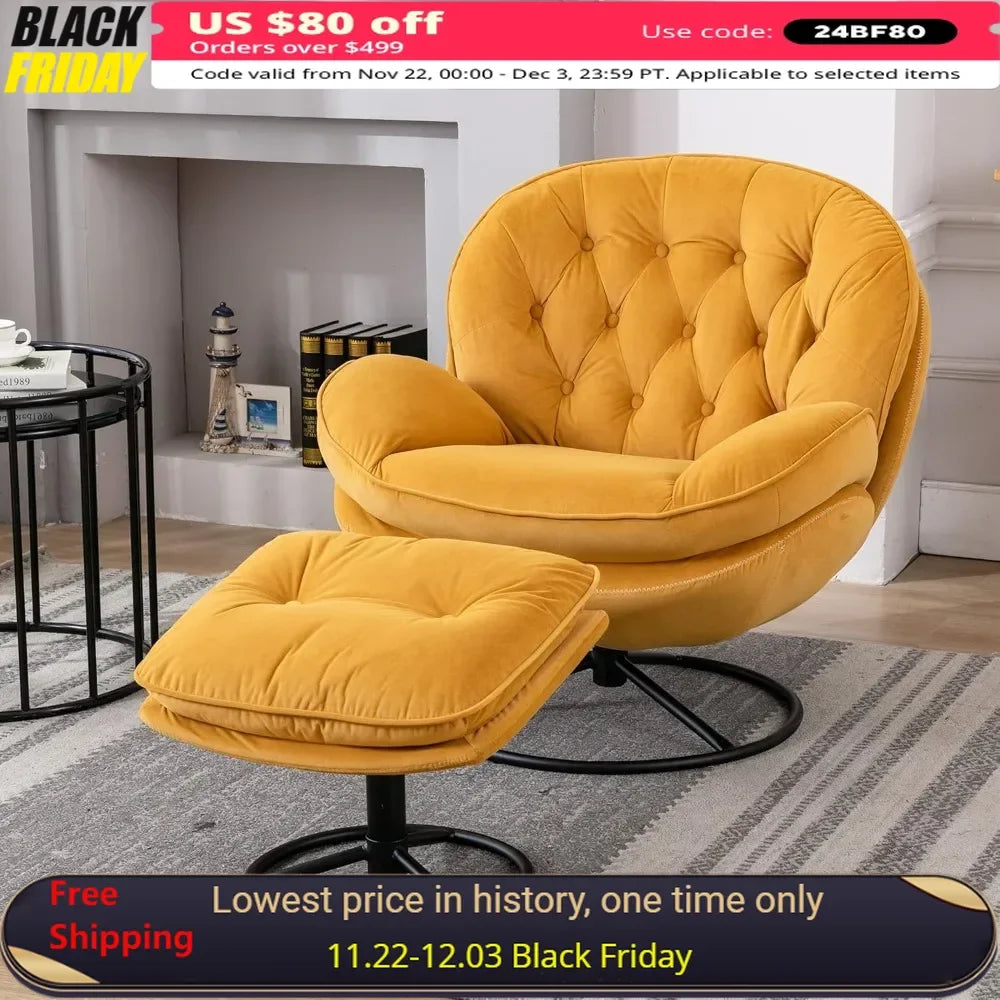 Living Room Chair with Ottoman Set