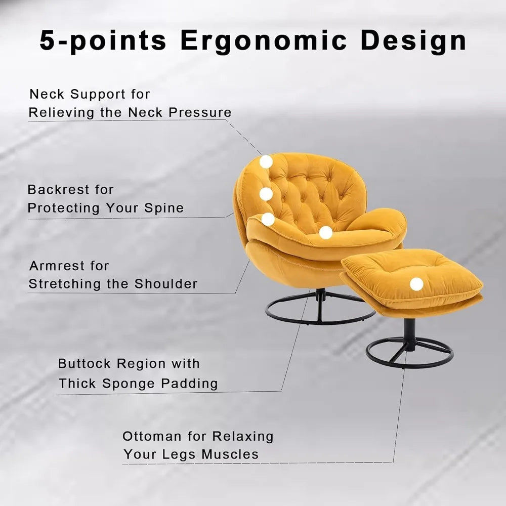 Living Room Chair with Ottoman Set