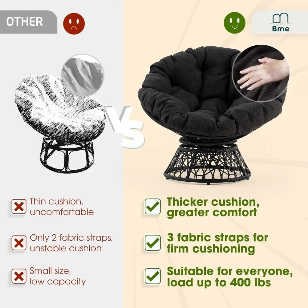 Wicker Papasan Chair 360 Degree Swivel f