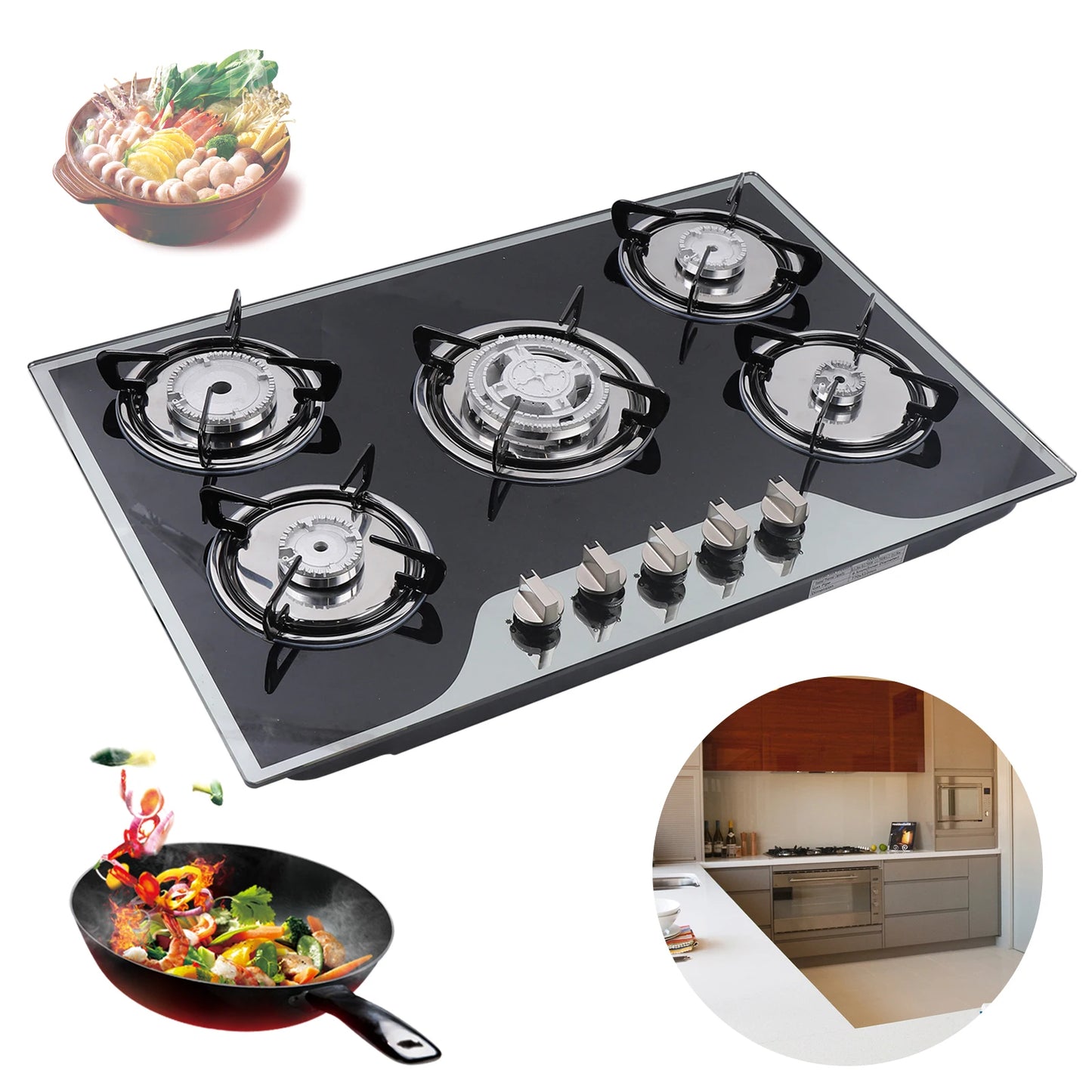 30.3" LPG/NG Gas COOKTOP Built-in 5Burner Stove