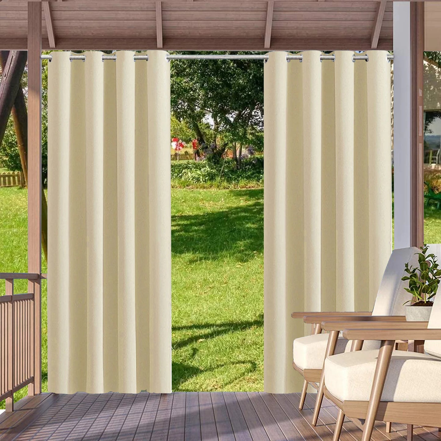 2pcs Indoor/Outdoor Waterproof Blackout Curtains