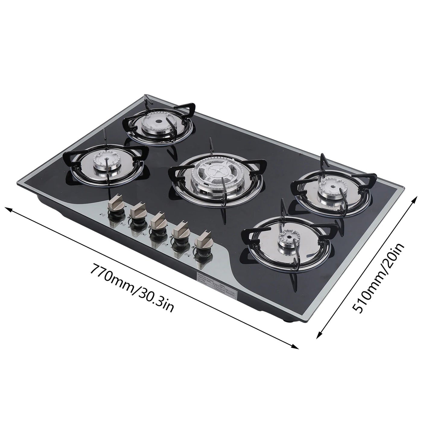 30.3" LPG/NG Gas COOKTOP Built-in 5Burner Stove