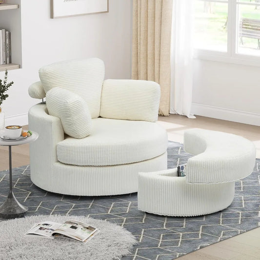 Swivel Accent Chair with Ottoman & Pillow