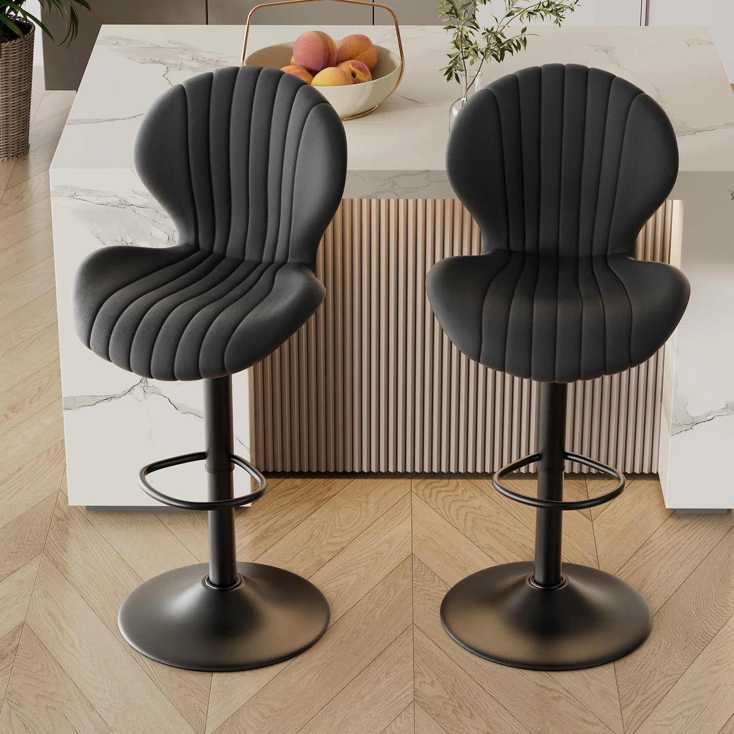 2 Pcs Set Backrest Bar Stools Luxury Modern