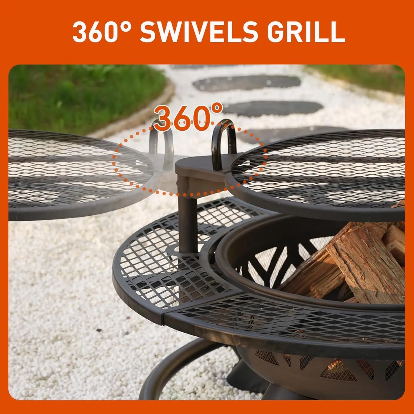 47" Fire Pit with Adjustable Grill