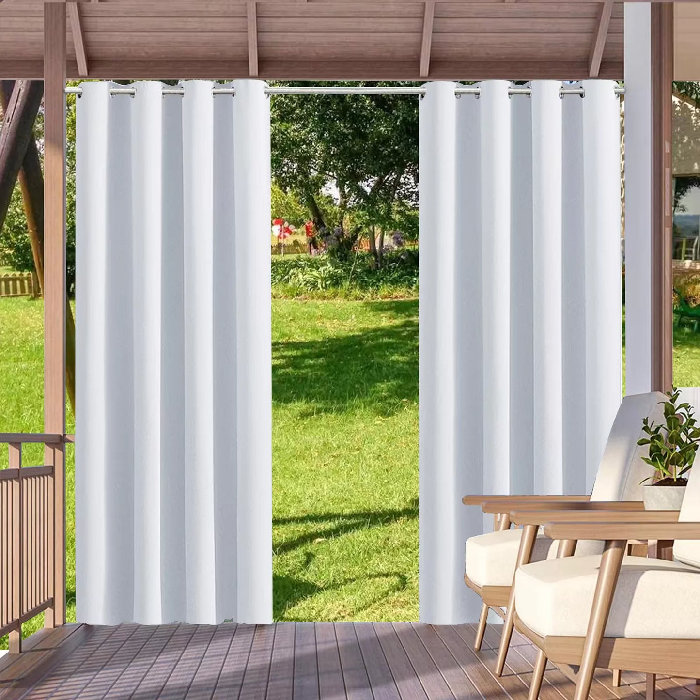 2pcs Indoor/Outdoor Waterproof Blackout Curtains