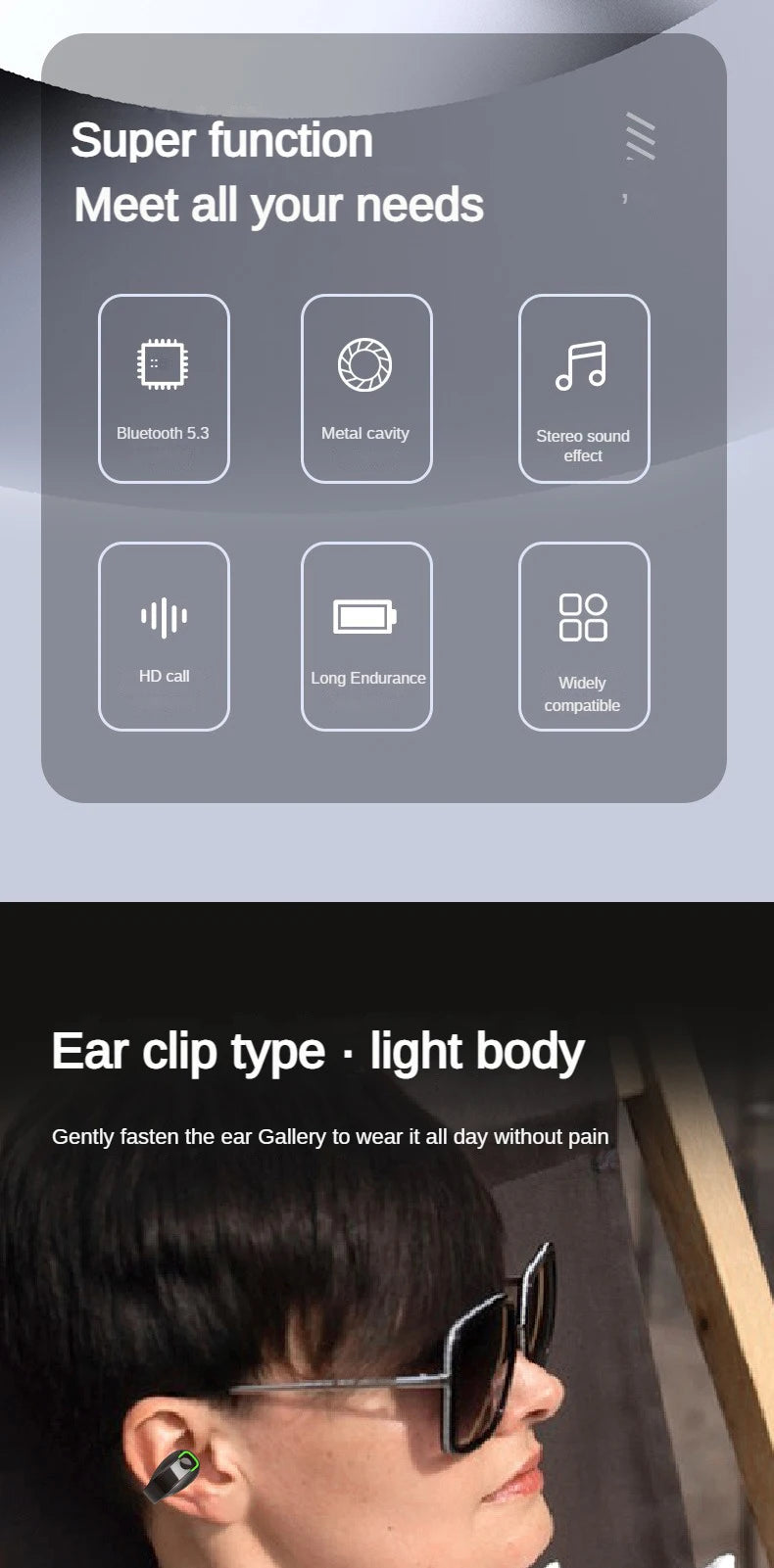 Bone Conduction Headphones Bluetooth Ear Clip