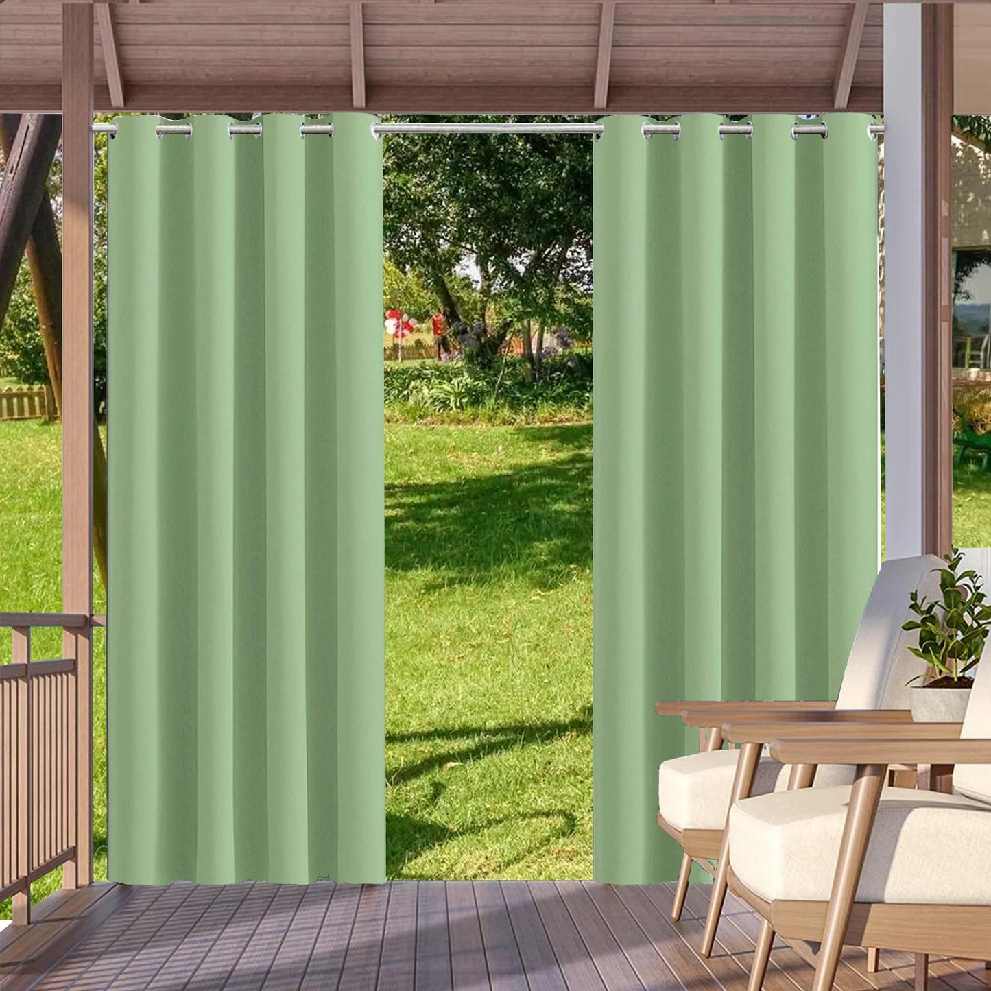 2pcs Indoor/Outdoor Waterproof Blackout Curtains