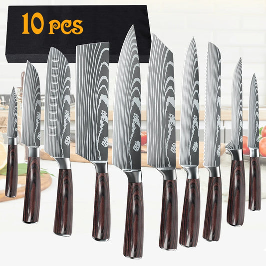 1-10PCS Chef knife Japanese Kitchen Knives Set